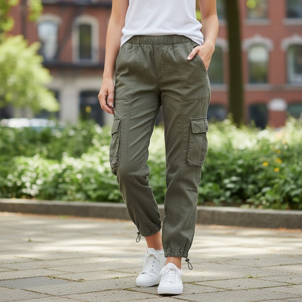 C&C California Cargo Joggers Womens Medium Olive Green Lyocell Excellent
